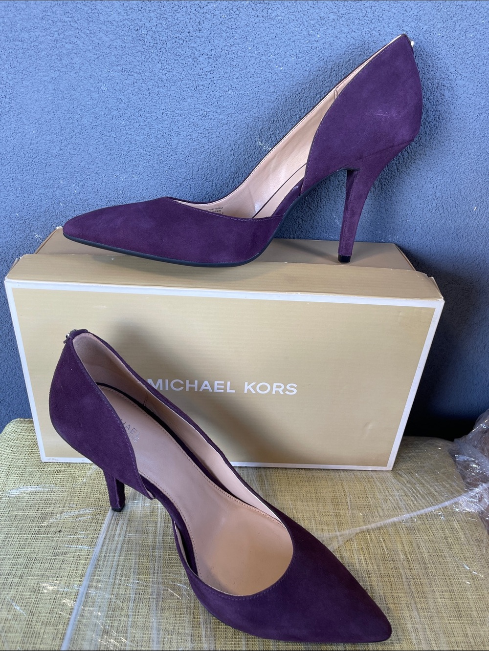 NEW Michael Kors Nathalie Flex Purple Suede Pointed Toe Heel Pumps